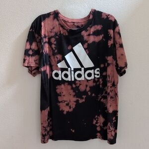 adidas Black Reverse Hand-Dye Logo Short Sleeve Tee